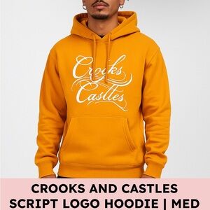 Crooks & Castles Script Logo Hoodie (M) Mustard/Gold Streetwear Skate Y2K